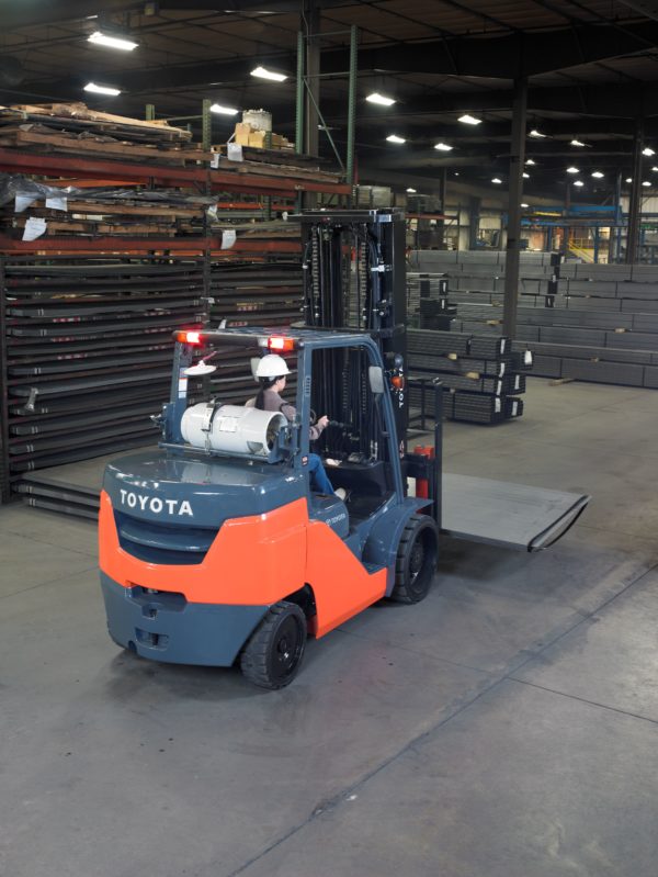 Large Toyota forklift in warehouse