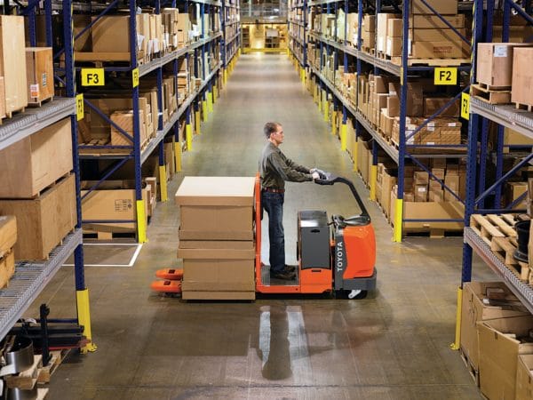 toyota center controlled rider pallet jack application indoor warehouse