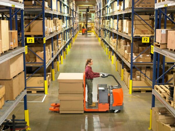 toyota center controlled rider pallet jack application indoor warehouse